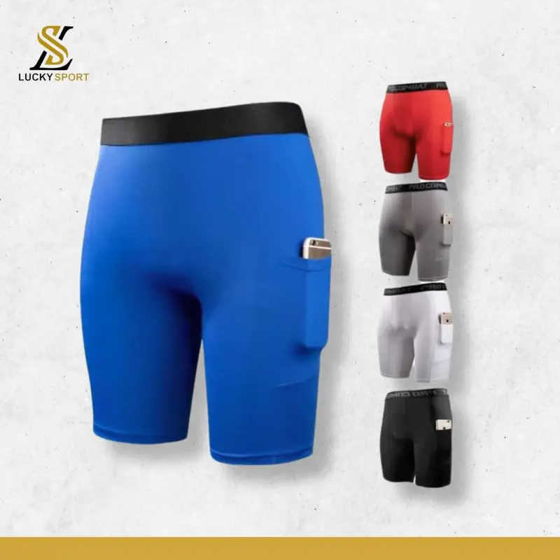 [LS] Celana Pendek Compression fitnes gym running legging short Pocket saku Sepedah Lari Bawahan olaharaga 3