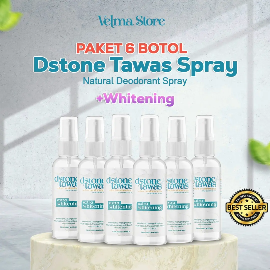 Dstone Deodorant Tawas Extra Whitening 60ml isi 6pcs Anti Ketiak Hitam Pencerah Ketiak, atasi Bau Tubuh dan Memutihkan non Roll Organic 24 Months anti bakteri