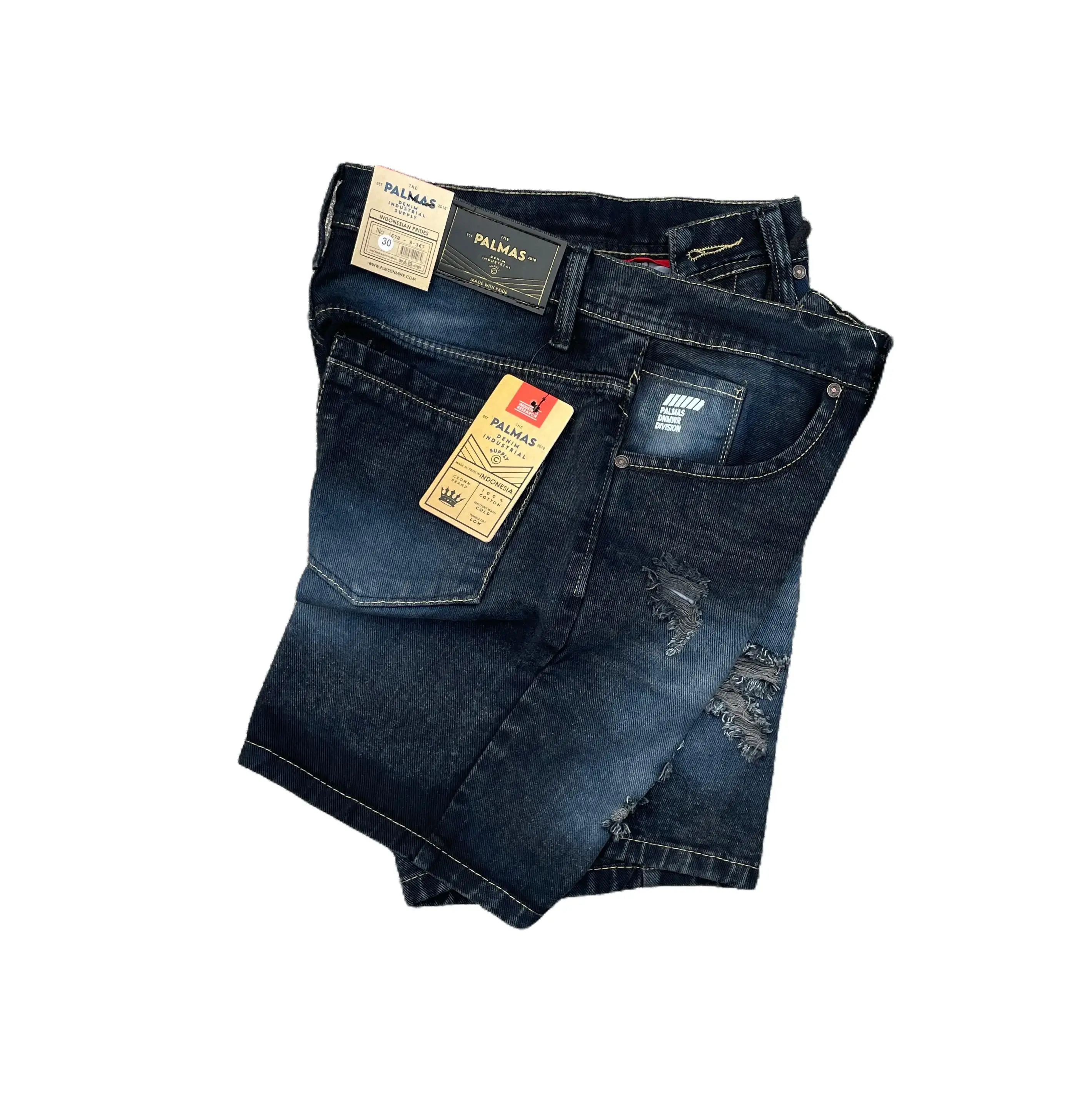 Celana Pendek Jeans Sobek Pria Dewasa Ripped Washing Snow Denim Distro Tebal