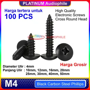 Sekrup Hitam M4 100pcs Speaker Baut Skrup kasar lancip tajam Carbon Steel