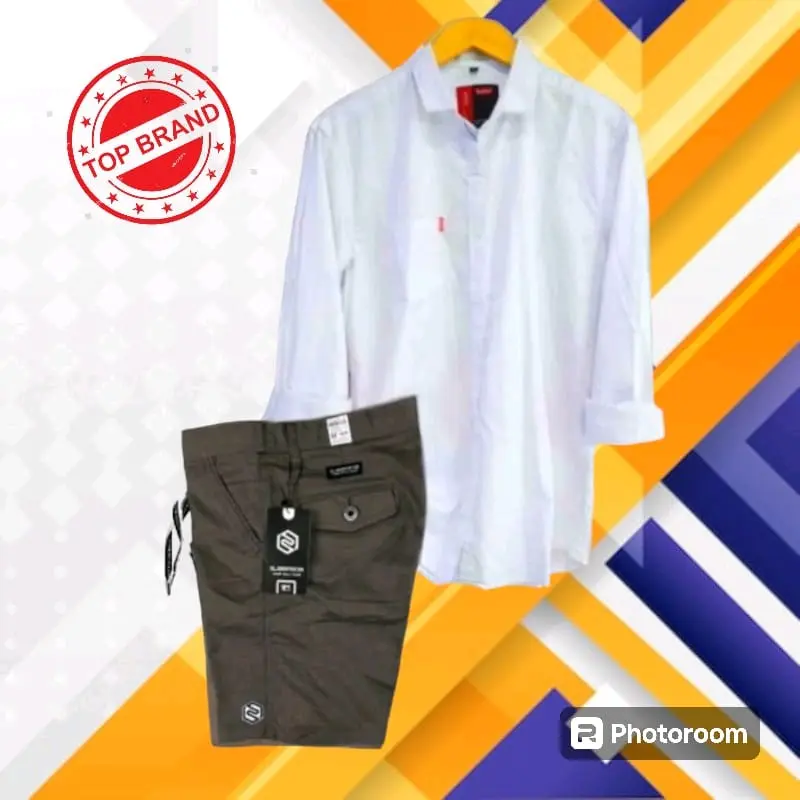 Setelan Kemeja Lengan Panjang Ter Hits Pria Dewasa Celana Pendek Pria Setelan Pria Kekinian Paket Distro Katun 5