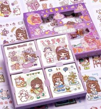 Product Review of 100 Pcs/Box Cute Girl Cartoon Stickers Tape Set No Repeating Pattern Transparent Water Bottle Sticker Ins Gift Pelekat Comel Diy Friends from B**s 0