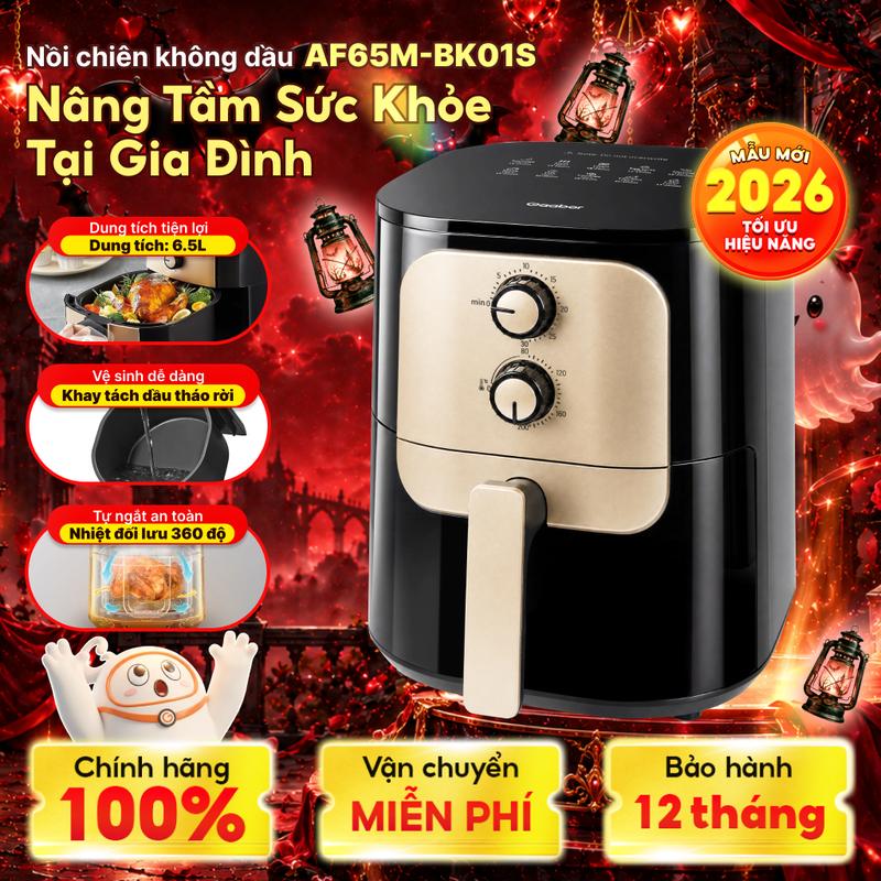 Nồi Chiên Không Dầu AF65M-BK01S 6.5L 1400W Chống Dính Điều Khiển Cơ Học Nấu Ăn Nhanh Gọn Thơm Ngon Dùng Cho Gà Vịt Nguyên Con Dưới 1600g