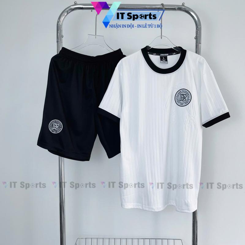 Bộ Quần Áo Bóng Đá Đức Trắng Strivend 2025 Vải Mè Logo Thêu