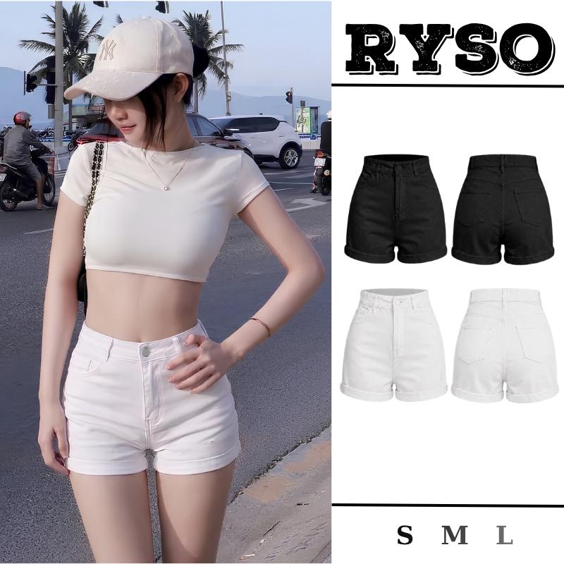 Quần Đùi Nữ Kaki Lưng Cao Trơn RYSO Quần Short Nữ Kaki Cạp Cao Phối Túi Màu Đen Trắng Quần Dance Ôm Eo Đi Chơi Đi Biển Dễ Phối Đồ