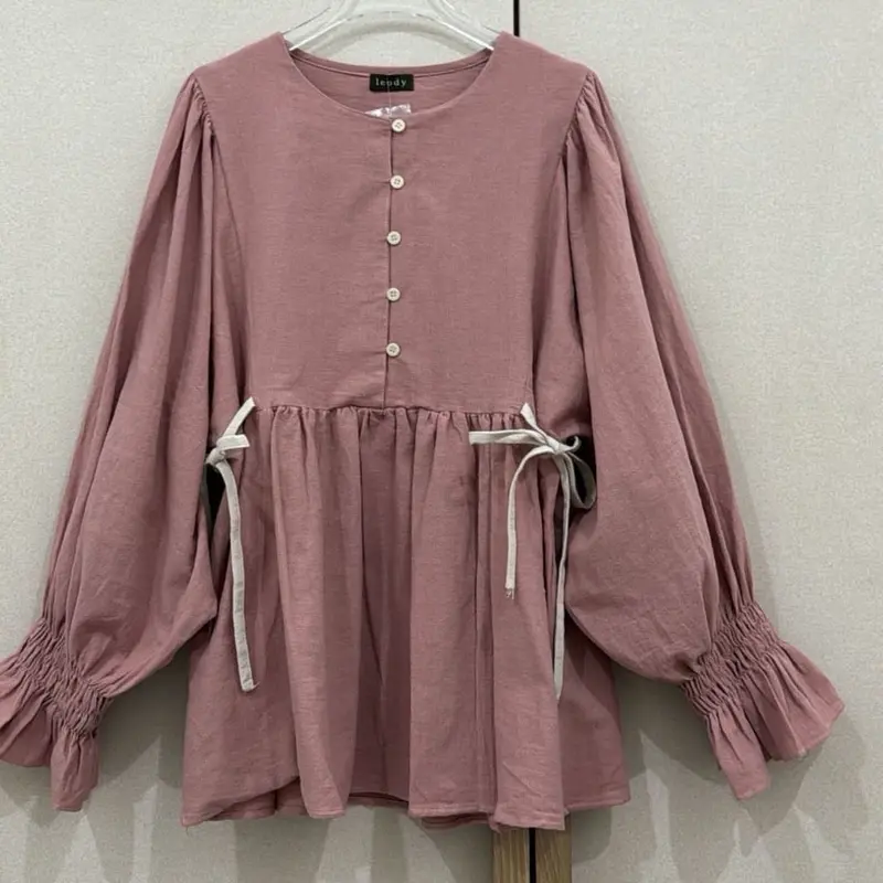 ASILA - RIBBON BABYDOLL BLOUSE by Leody || Atasan Wanita Kemeja Kancing Linen Pita9 8