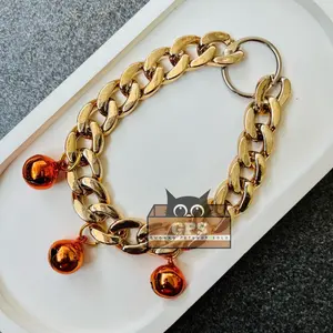 Kalung Kucing preman Rantai Akrilik Lonceng 3 ukuran 14mm
