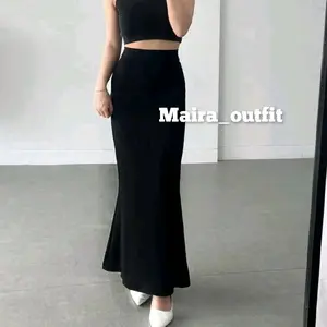 Lunar Mermaid Skirt/Mermaid Skirt/Rok Flare Wanita/Rok Mermaid Basic Polos/Mermaid Maxi Skirt Rok Panjang Wanita