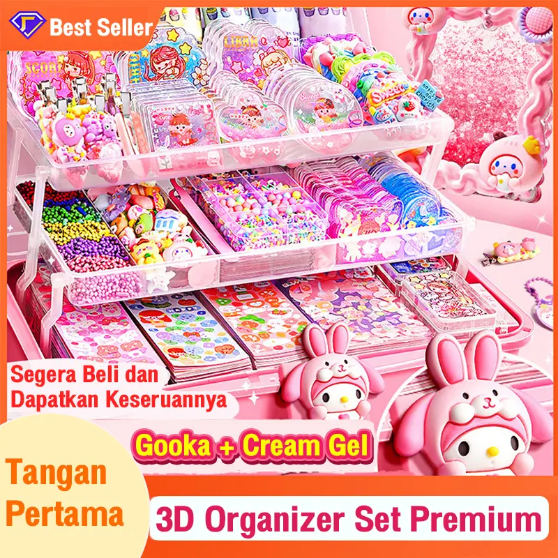 [New Packaging] Mainan DIY Gantungan Kunci Akrilik Set Guka Stiker Set  Lucu Anak DIY Gooka Set Sticker Hadiah DIY Gantungan Kunci Bahan Kotak Penyimpanan Tangan Bahan Akun DIY Keyring Gooka Card Sticker Set lem toys alat toys 1