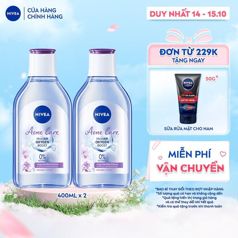Bộ 2 Nước Tẩy Trang NIVEA Acne Care Giúp Ngừa Mụn | Sạch Sâu (400 ml) - 80116