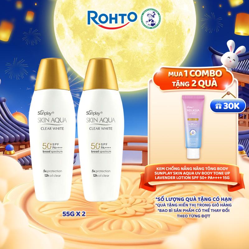[Livestream] Combo 2 x Sữa chống nắng hằng ngày dưỡng trắng Sunplay Skin Aqua Clear White SPF 50+, PA++++ 55g