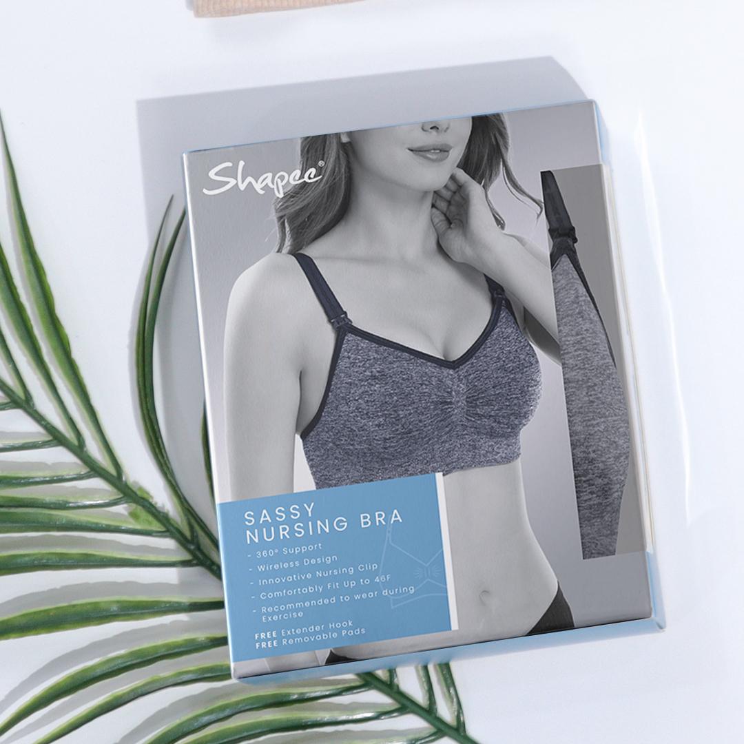 Shapee Sassy Nursing Bra (Grey) - Wireless nursing bra, Sports