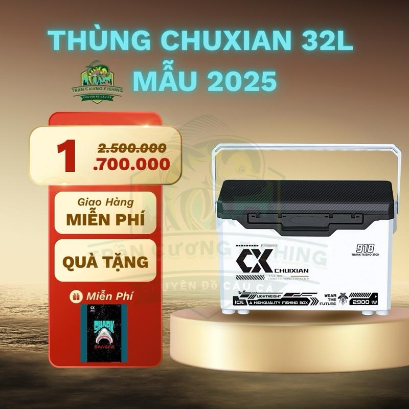  Thùng Câu Cá Chuxian 918 32Lit Phiên Bản Nâng Cấp  tặng thêm 1 miếng dán thùng Shark Danger  Đi Câu Fishing 