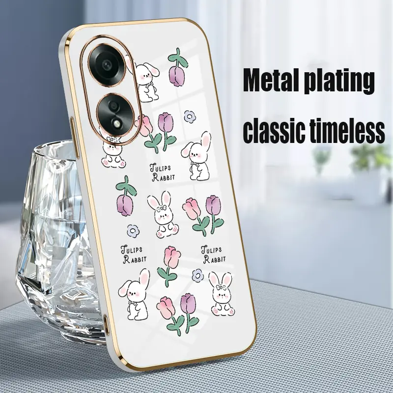 softcase soft case casing hp OPPO A58 4G,Bunga ungu kelinci tren Paket lengkap Sederhana Kartun cute coveringcasing cover Ponsel 5