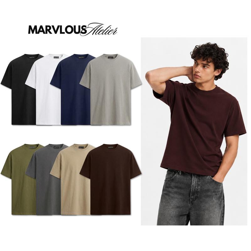 [Deal mở bán] Áo Thun Cổ Tròn Trơn Unisex Nam Nữ MARVLOUS - Áo Phông Cotton Co Giãn T0