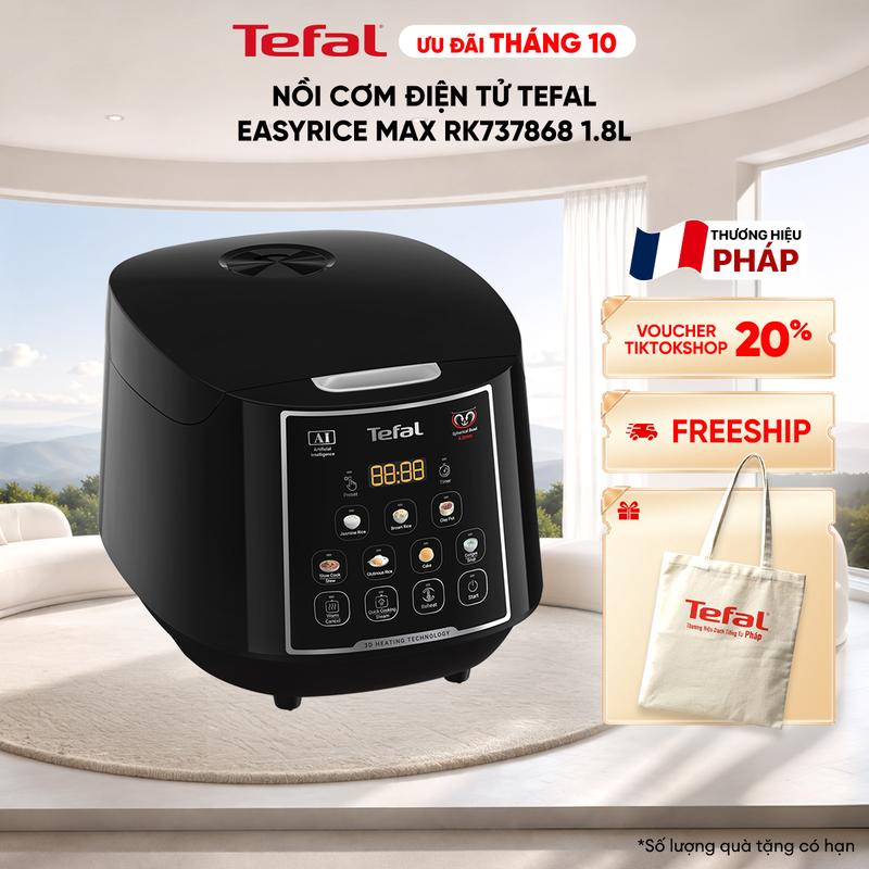 Nồi cơm điện tử Tefal EasyRice Max RK737868 1.8L Cooker Nấu Cơm, chương trình nấu ăn tự động