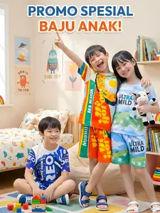baju setelan fullprint unisex anak setelan baju harian anak-anak laki-laki dan perempuan 1-9tahun motif printing sublim