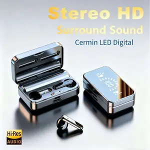 S20 cermin digital bluetooth headset sidik jari sentuh earphone kapasitas besar pengisian daya ear cup HiFi stereo kualitas suara Earbuds