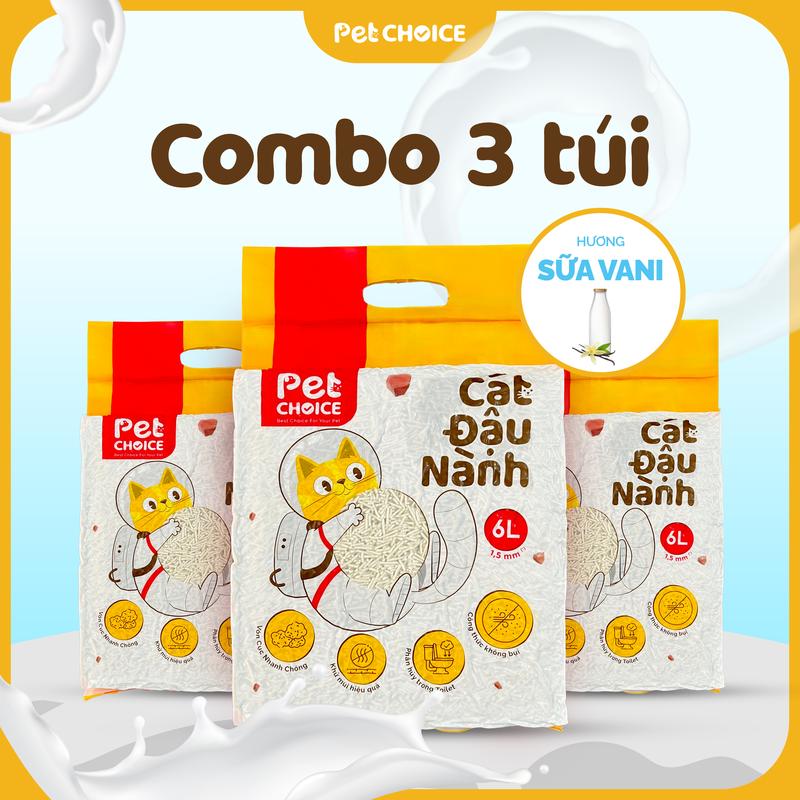 Combo Cát vệ sinh cho mèo, cát đậu nành hữu cơ dành cho thú cưng PetChoice 6L/2kg không bụi, khử mùi tốt