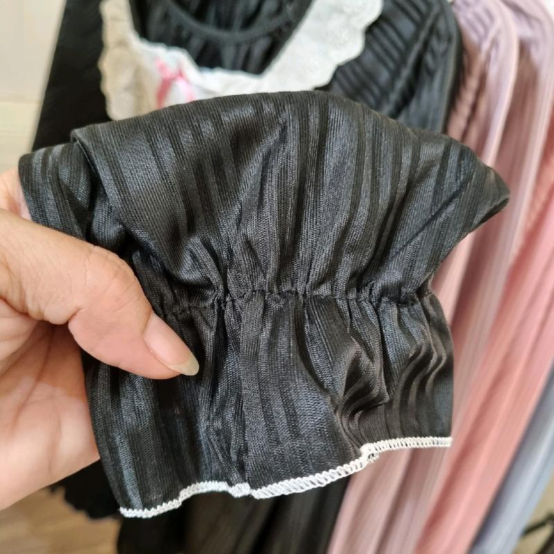 [MIS3131] Oneset Baju Tidur Piyama Wanita Lengan Panjang Celana Panjang Motif Polos Atasan Renda Setelan 7