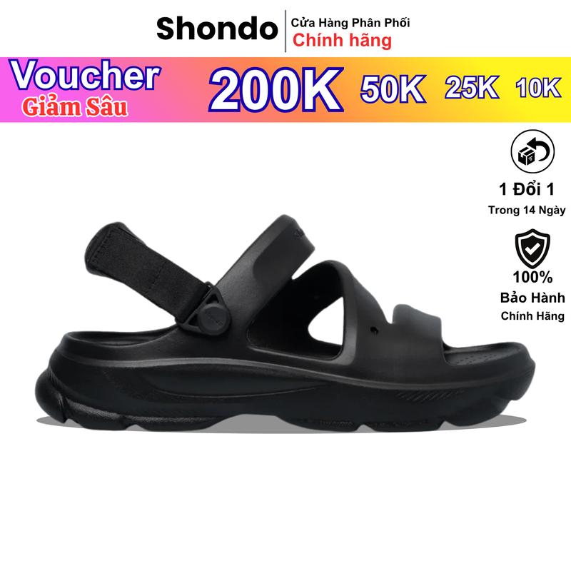 Giày Sandals Nam Nữ SHONDO F8B Êm Thời Trang Thích Hợp Đi Làm Đi Học Chơi Full Đen F8B1111 Dép Sandals đế cao Đế Bằng DéP