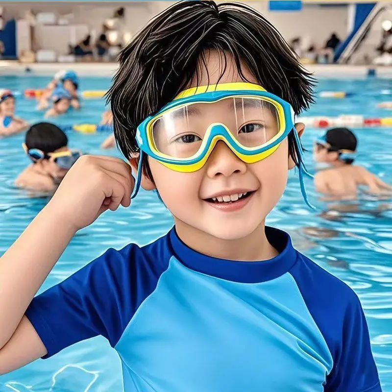 Large Frame Waterproof Anti-Fog HD Transparent Eye Protection Equipment for Students Diving Suitable for Boys and Girls Swimming Glasses  Sports Exercise Sport