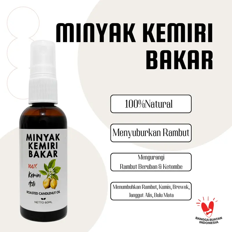 Minyak Kemiri Bakar untuk Perawatan Rambut dan Kulit Kering - 100% Pure Candlenut Oil - Skin and Haircare Serum 1