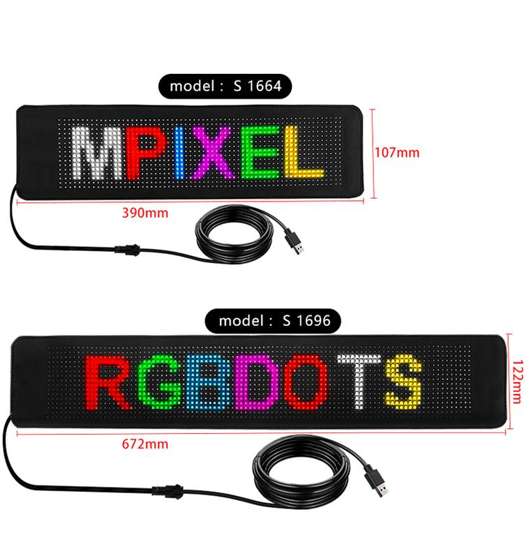 Product Introduction of LED Sign for Car Super Bright Programmable LED Sign USB 5V Flexible LED Matrix Panel For Store Hotel Bar Bluetooth LED Display 18