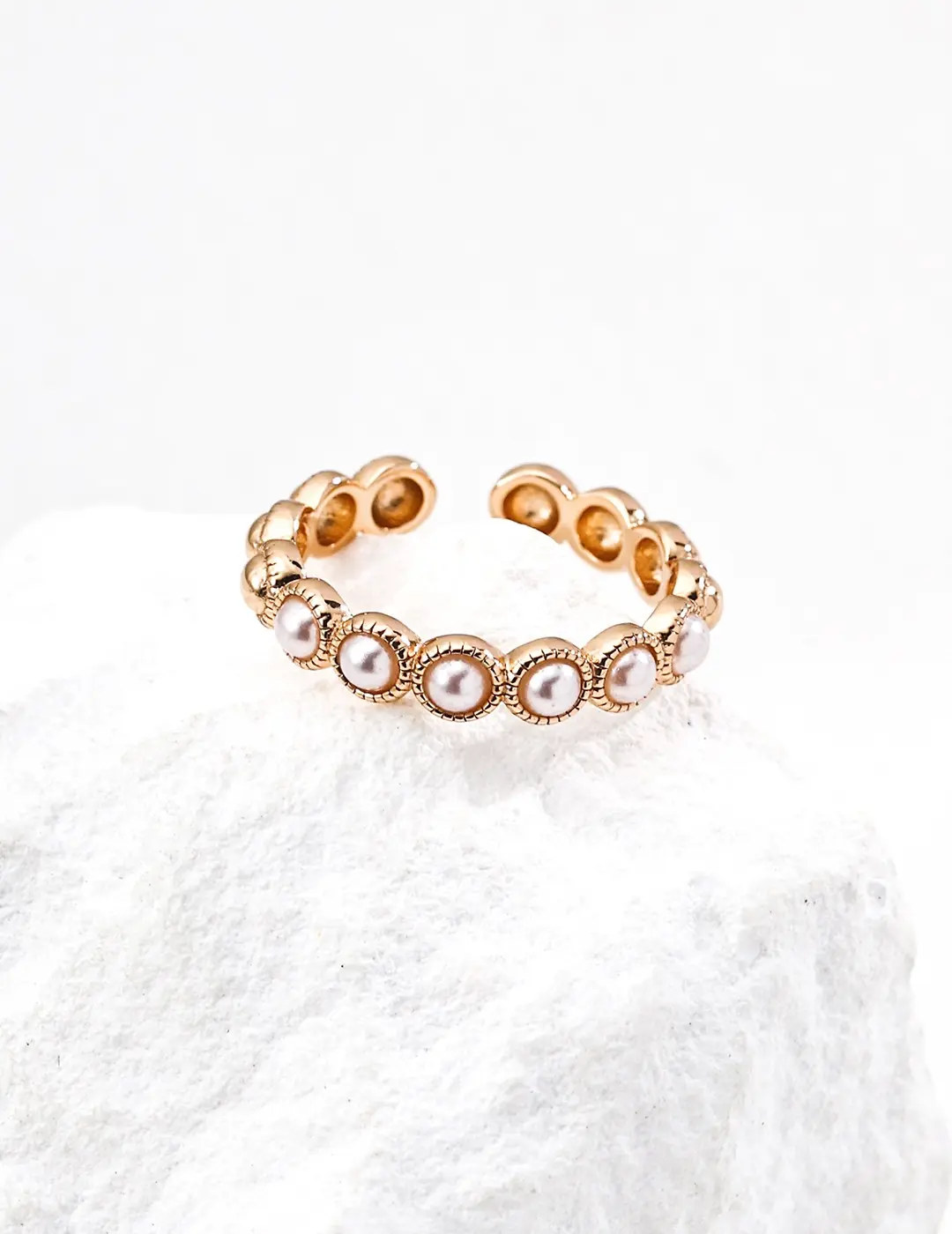 Elegance of Light Luxury | S925 Sterling Silver Minimalist Simulated Pearl Adjustable Ring silver  ring