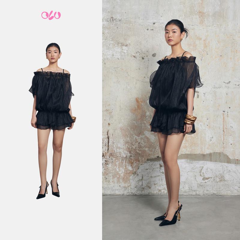 Set đầm voan xuyên thấu dáng babydoll phối jumpsuit 2 dây cá tính Primrose phù hợp đi tiệc OLV