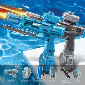 Electric Water Gun With Flame Effect Children'S High-Speed Rapid-Fire Linked Recoil Water Gun With Large Capacity Water Spray Nozzle Jet Water Gun Toy