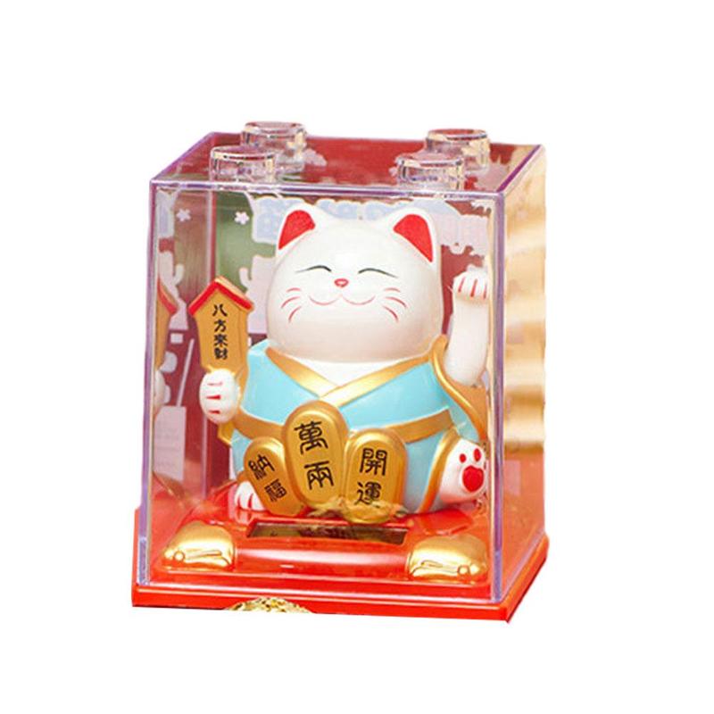 Product Introduction of ✅New【Solar With Cover】Hand Waving Lucky Cat For Gift Shop Office Home Feng Shui Fortune Decor 18