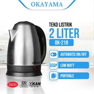 TEKO LISTRIK 2 LITER OKAYAMA OK-218 tekolistrik peralatan rumah stanless baru
