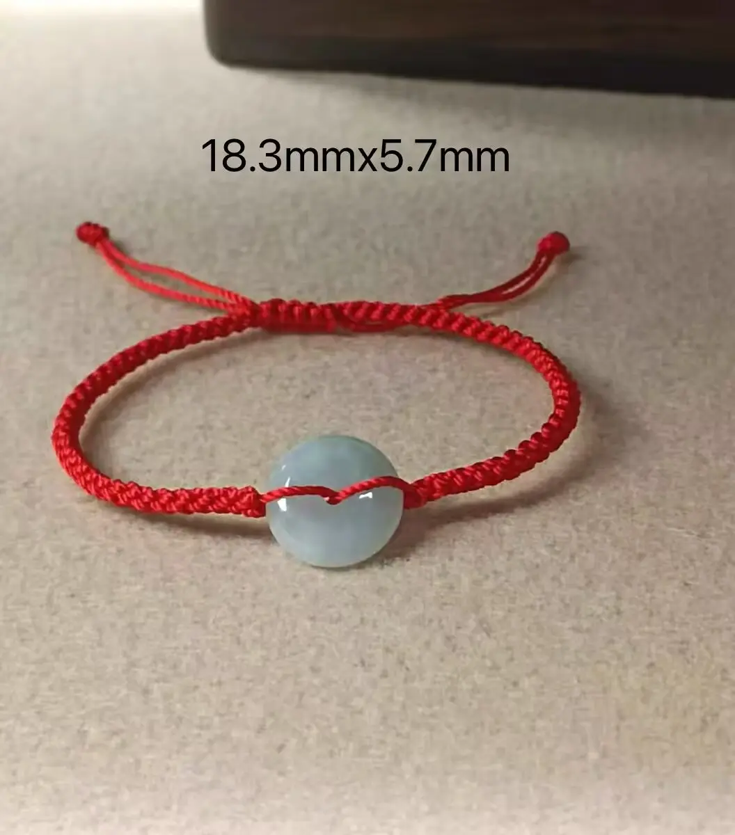 Natural Jade Peace Buckle Bracelet with Red Rope Weaving for Men and Women