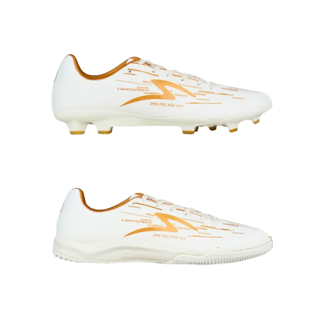 Sepatu Futsal Specs Lightspeed Reborn IN-FG - White/Pale Gold