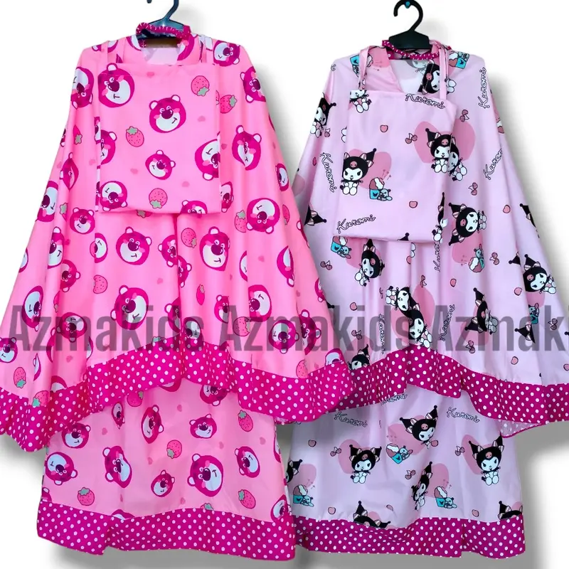 MUKENA ANAK KARAKTER MUKENA ANAK MURAH 2-9TH Bunga Polka Dot Putih Muslim 1