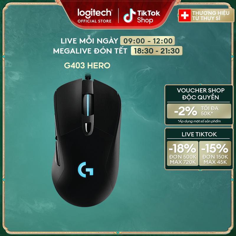 Chuột chơi game có dây Logitech G403 HERO - Cảm biến 25k công thái học nhẹ 87g
