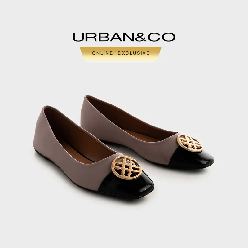 URBAN&CO Flat Shoes Wanita Sepatu Flats Perempuan Kerja Hitam - Aruna 0