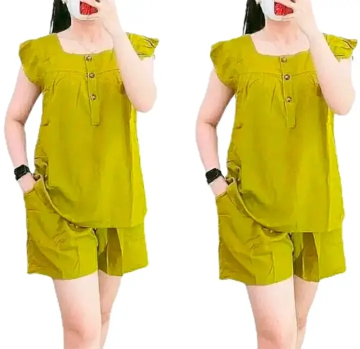 Setelan rayon hotpen wanita Baju lengan pendek celana pendek Nyaman