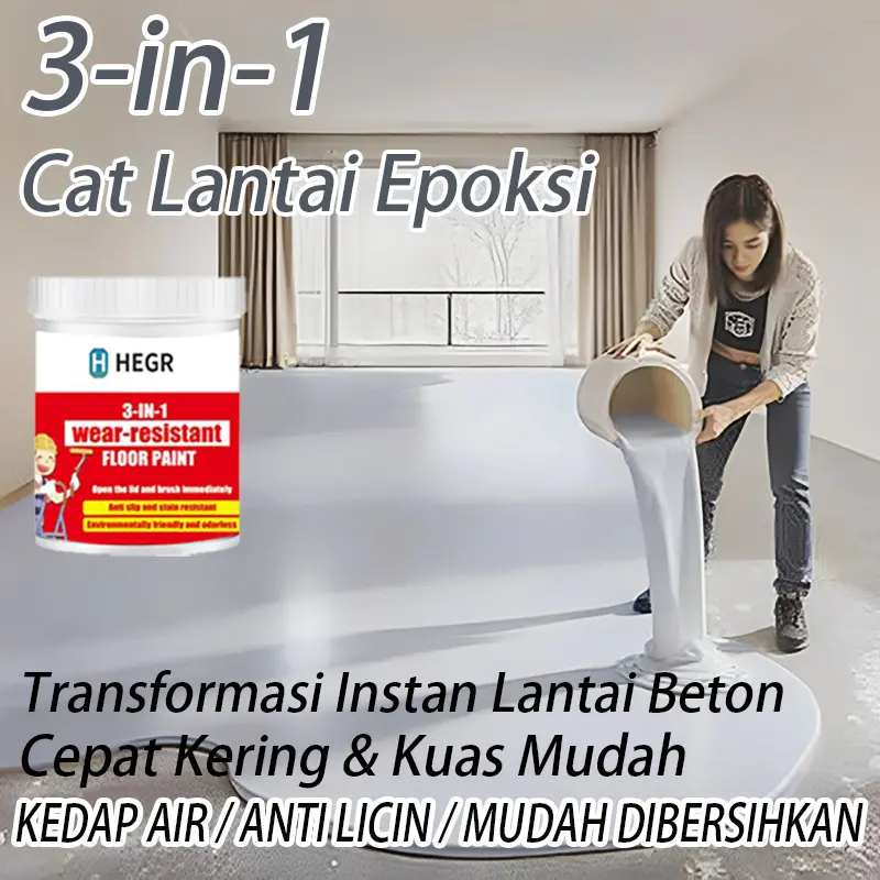 Cat Epoxy Lantai Premium 1 Kg - 3 IN 1 Tahan Air, Anti Lembab & Tahan Gores - Untuk Gudang, Bengkel, Pabrik  Cat Lantai Epoxy Paint Floor Floor Coating