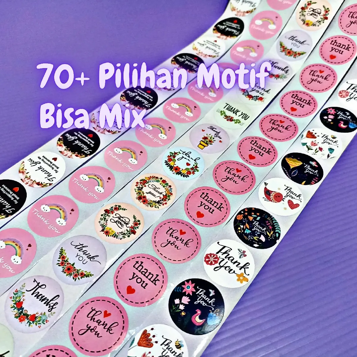 100 pcs Sticker Stiker Thank You Terima Kasih Thankyou Terimakasih Thanks Selamat Menikmati Happy Birthday HBD Tq 1 Roll Isi 500 Aesthetic Karakter Lucu Satuan Eceran Lembar Label Segel Kemasan Makanan Minuman Gelas Box Lembaran Promo Murah