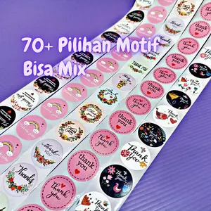 100 pcs Sticker Stiker Thank You Terima Kasih Selamat Menikmati Karakter Lucu Aesthetic Label Segel