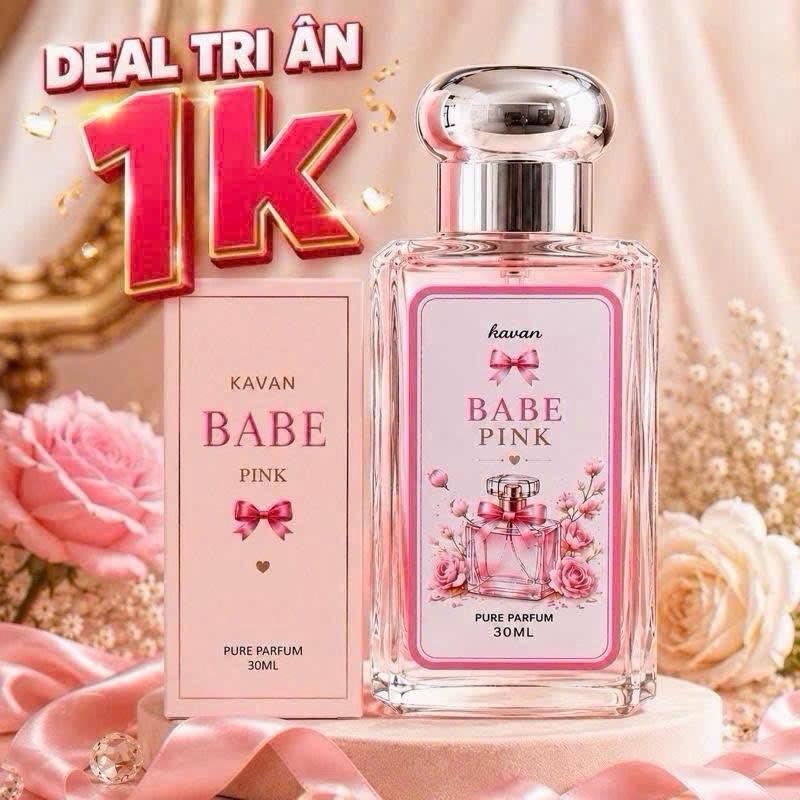 M32-01 **DEAL TRI ÂN 1k** Tinh dầu nước Hoa Nữ Kavan Babe Pink thơm dai 12-24 tiếng Pure Parfum – Dịu Dàng , Ngọt Ngào , Nữ Tính, phù hợp sử dụng hàng ngày, Lưu hương lâu 12-24 tiếng 30ml