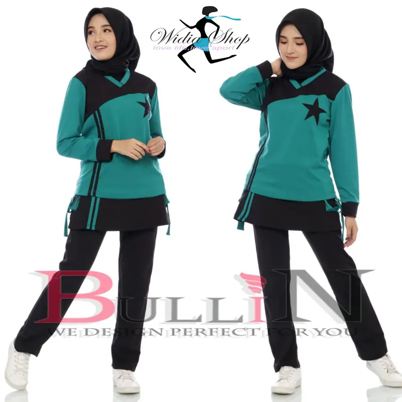 BULLIN | Setelan senam olahraga wanita muslimah hitam merah 6