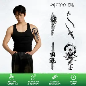 GATTOO-S*88  Stiker Tato Temporary Semi Permanen【Desain pria tampan】Tahan lama Tattoo menempel dekorasi seni untuk pria dan wanita