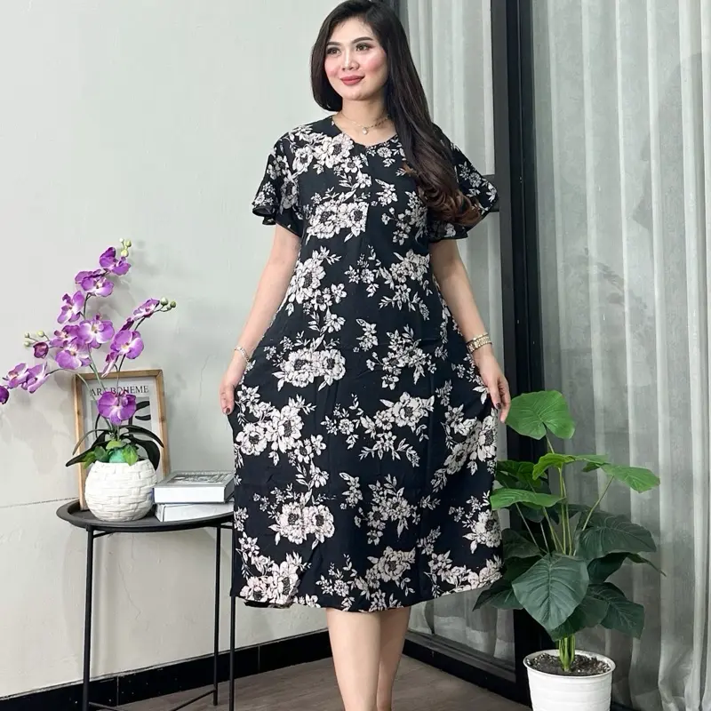 DRESS NINA Daster Wanita, Casual, Gaun, Baju Dewasa,Cantik rayon Motif -  Shop