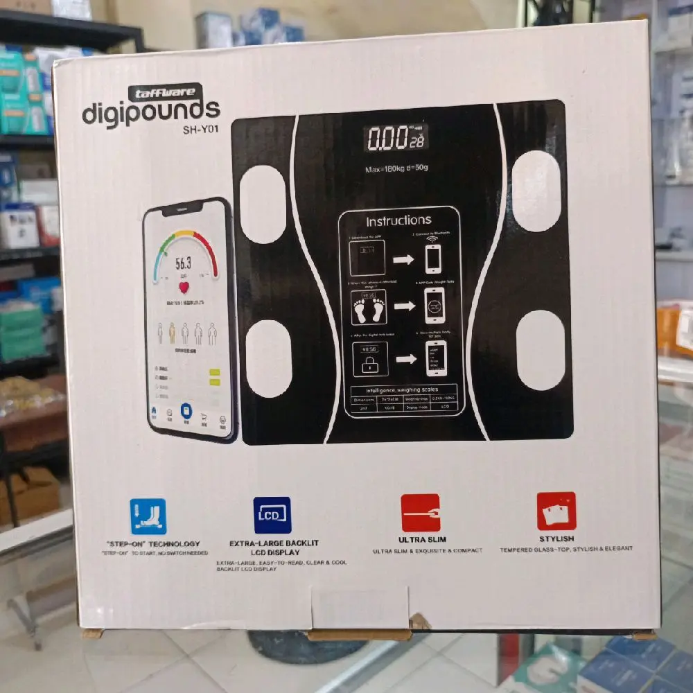 Digipounds SH-Y01 - Timbangan Tubuh Digital dengan Teknologi Bluetooth & Layar LCD Besar.
