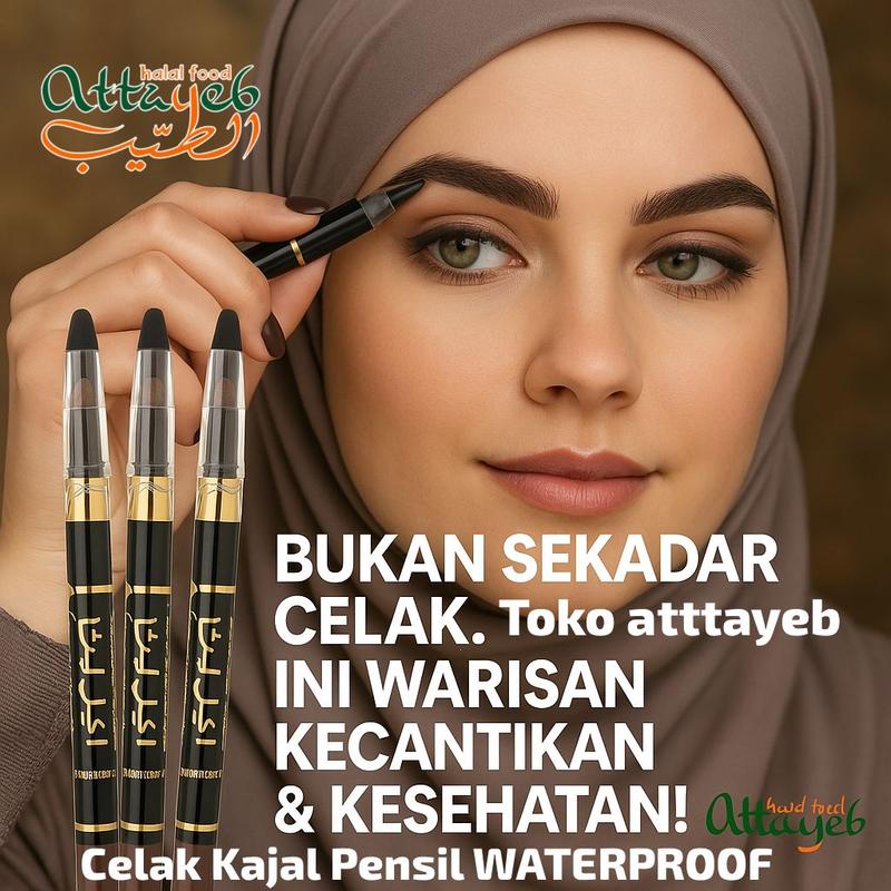 Celak Kajal Pensil WATERPROOF Warna Hitam Celak PINSIL Mata Arab KOHL ada Serutan Eyeliner Kosmetik Dubai 3