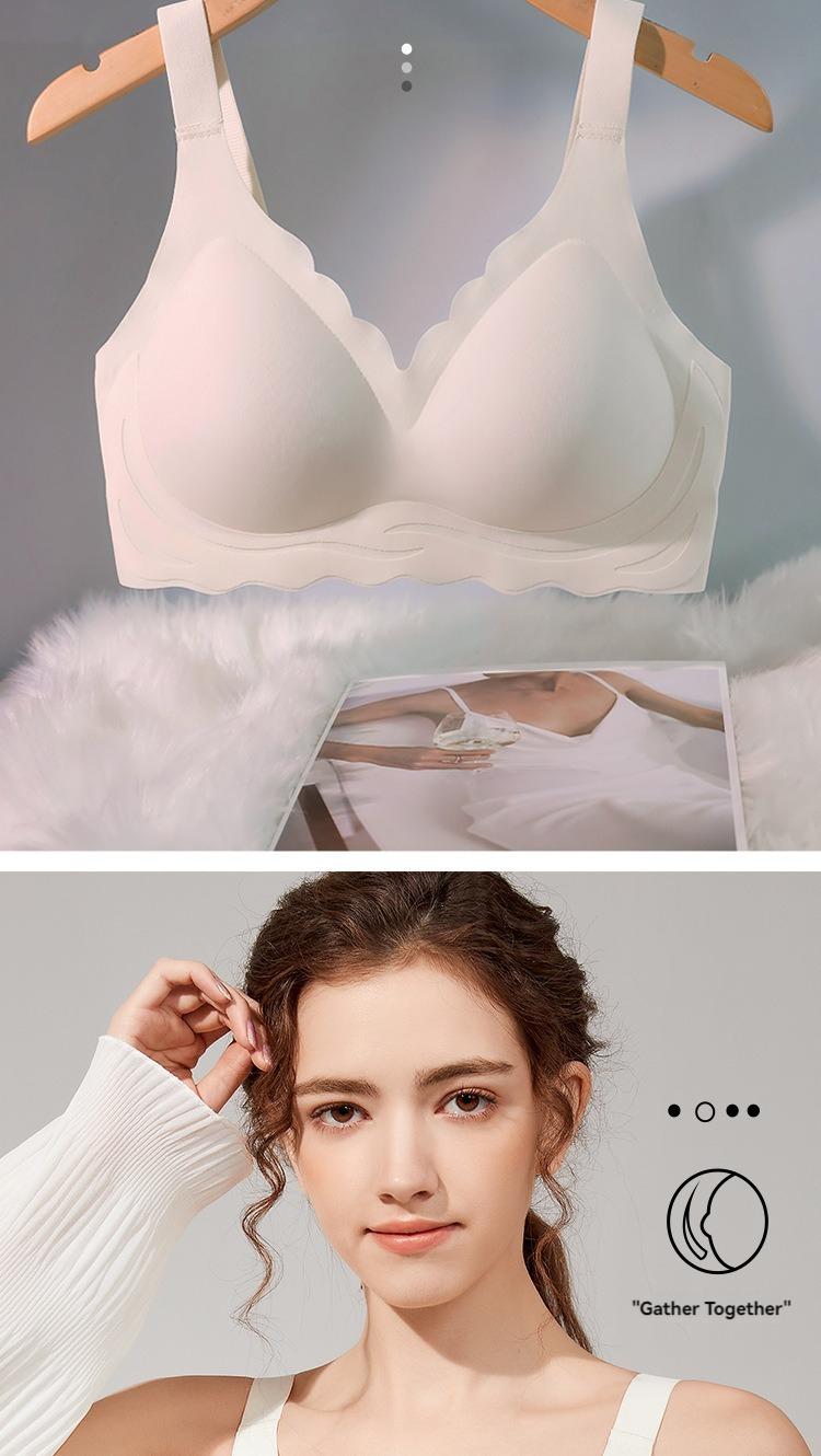 Product Introduction of Jelly strips non-marking large size underwear female summer thin section large breasts show small breasts gathered without steel ring fixed cup bra 7