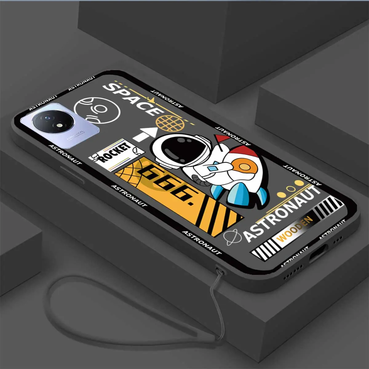 Casing Vivo Y02 y02T Y02A  Phone Case Cool Astronauts Soft Liquid Silicone Protector Smooth shockproof Bumper Cover With lanyard
